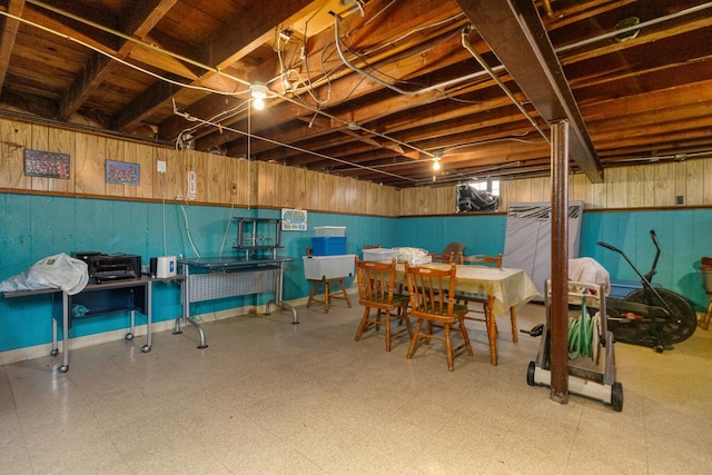 2551 Elm St, River Grove, IL 60171 - basement with wood walls and tile patterned floors