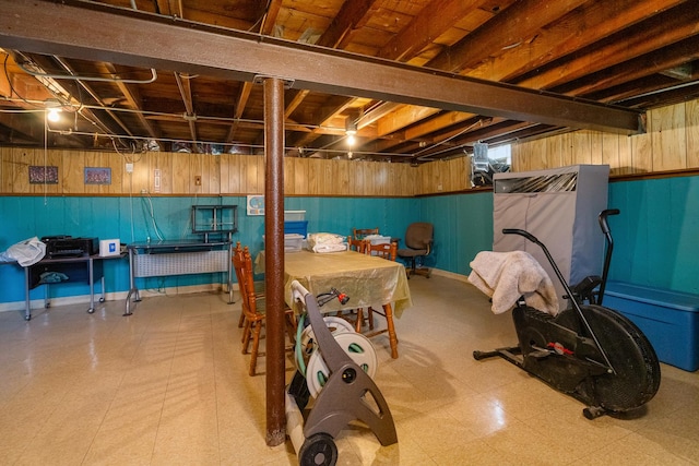 2551 Elm St, River Grove, IL 60171 - basement with wooden walls and tile patterned floors