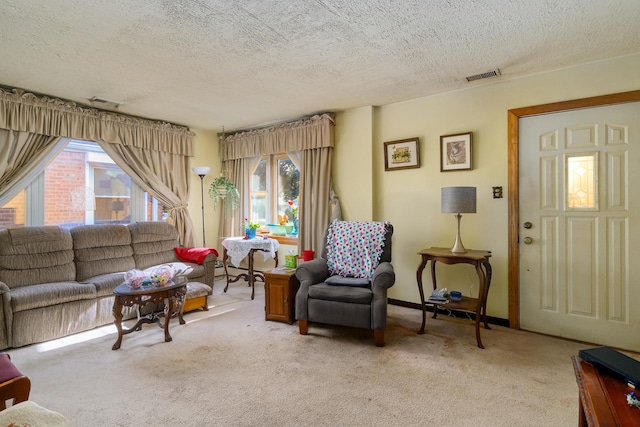 2551 Elm St, River Grove, IL 60171 - living room with light colored carpet and a textured ceiling