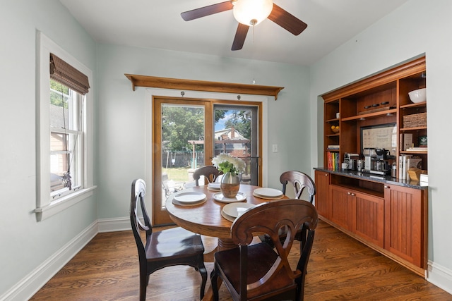 260 N Charlotte St, Lombard, IL 60148 - dining area featuring plenty of natural light, dark wood finished floors, and a ceiling fan