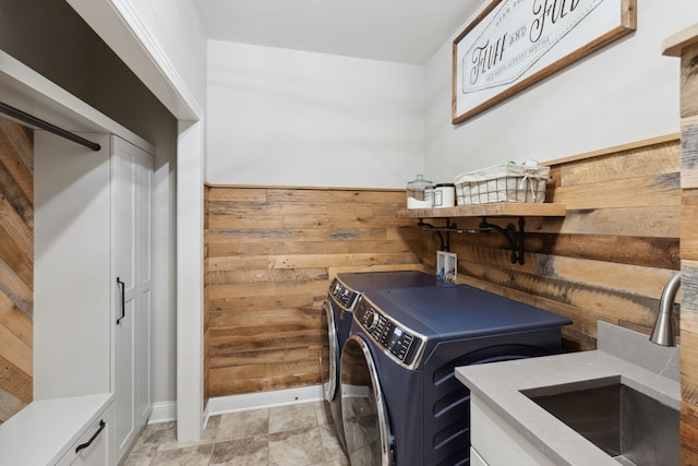 39W869 Kellar Sq, Geneva, IL 60134 - laundry room with washer and dryer and wood walls
