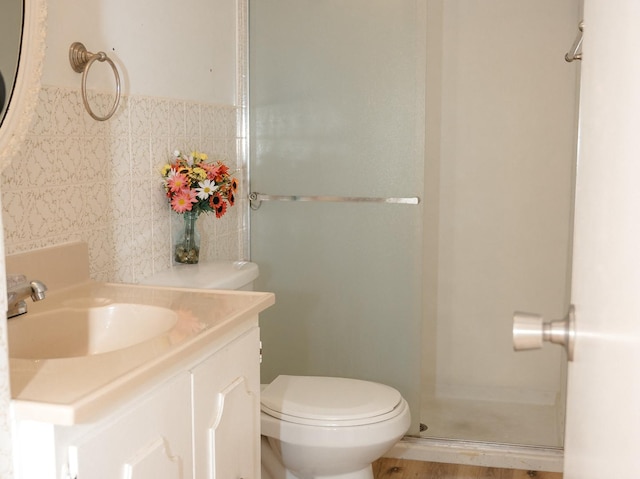9275 W Noel Ave Unit 3C, Des Plaines, IL 60016 - bathroom with tile walls, a shower stall, and vanity
