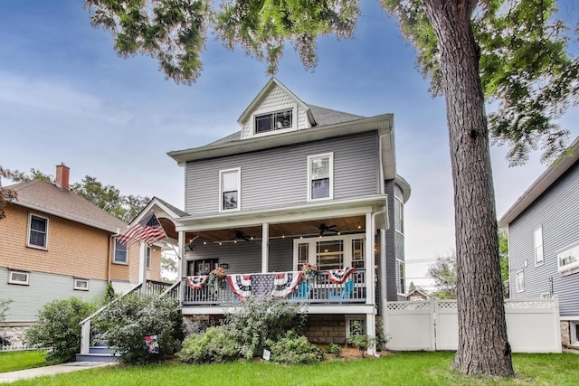3239 Wesley Ave, Berwyn, IL 60402 - view of front of property with a ceiling fan and covered porch