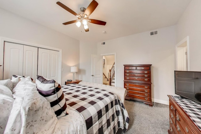 3239 Wesley Ave, Berwyn, IL 60402 - carpeted bedroom featuring a closet and ceiling fan