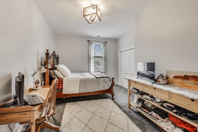 3239 Wesley Ave, Berwyn, IL 60402 - carpeted bedroom featuring a chandelier and a closet
