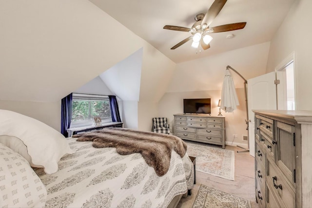 3239 Wesley Ave, Berwyn, IL 60402 - bedroom featuring lofted ceiling, ceiling fan, and light carpet