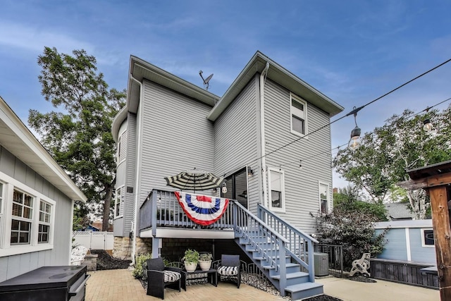 3239 Wesley Ave, Berwyn, IL 60402 - rear view of property with a wooden deck, a patio area, stairs, and outdoor lounge area