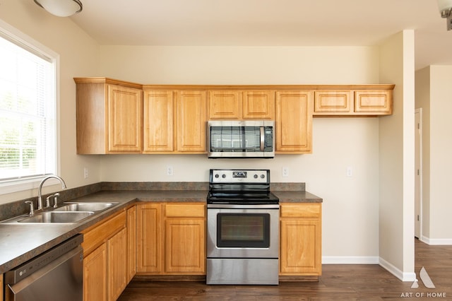 965 W Bergera Rd, Braidwood, IL 60408 - kitchen featuring stainless steel appliances, dark wood-type flooring, and dark countertops