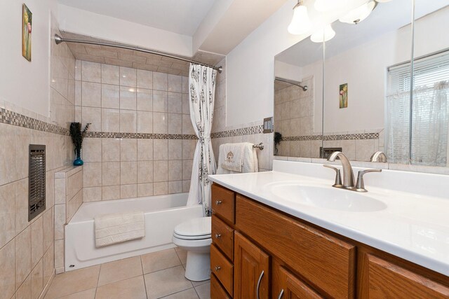 2650 Central Dr Unit Gs, Flossmoor, IL 60422 - bathroom featuring tile walls, shower / tub combo, vanity, and tile patterned flooring