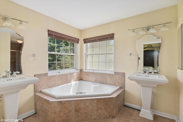 6162 Crossland Blvd, Gurnee, IL 60031 - bathroom with a garden tub and tile patterned flooring