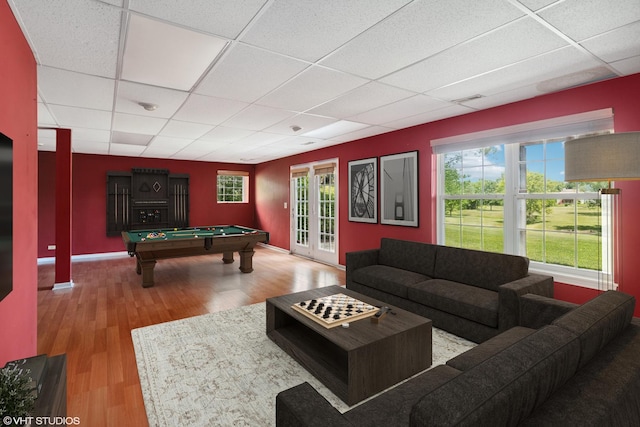 6162 Crossland Blvd, Gurnee, IL 60031 - recreation room featuring a paneled ceiling, billiards table, and wood finished floors