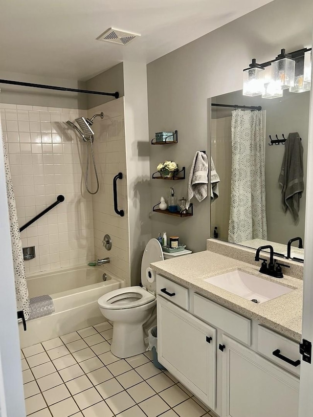7727 Bristol Park Dr Unit 7727, Tinley Park, IL 60477 - bathroom featuring tile patterned flooring, vanity, and shower / bath combination with curtain