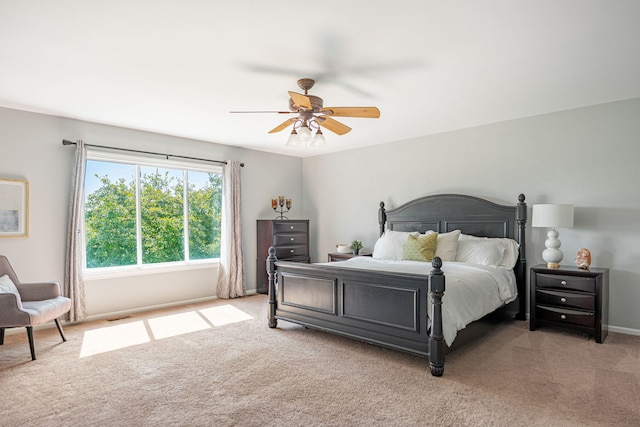 9890 Riverside Dr, Huntley, IL 60142 - bedroom featuring light carpet and ceiling fan