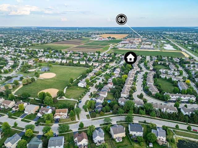 9890 Riverside Dr, Huntley, IL 60142 - aerial overview of property's location featuring nearby suburban area