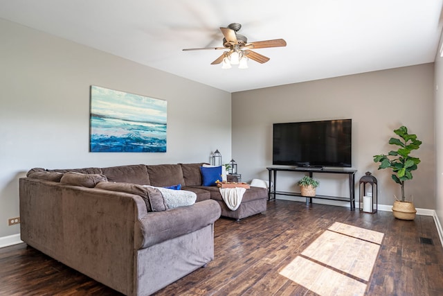 9890 Riverside Dr, Huntley, IL 60142 - living area with ceiling fan and wood finished floors