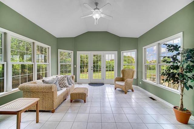 541 Clover Dr, Algonquin, IL 60102 - sunroom with french doors, tile patterned flooring, and vaulted ceiling