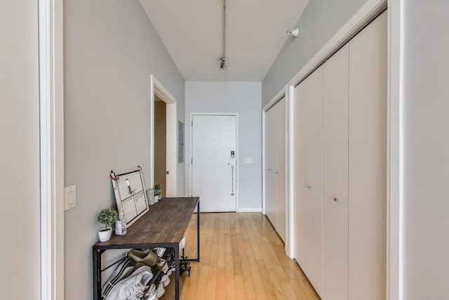 860 W Blackhawk St Unit 805, Chicago, IL 60642 - corridor featuring light wood-style flooring and electric panel