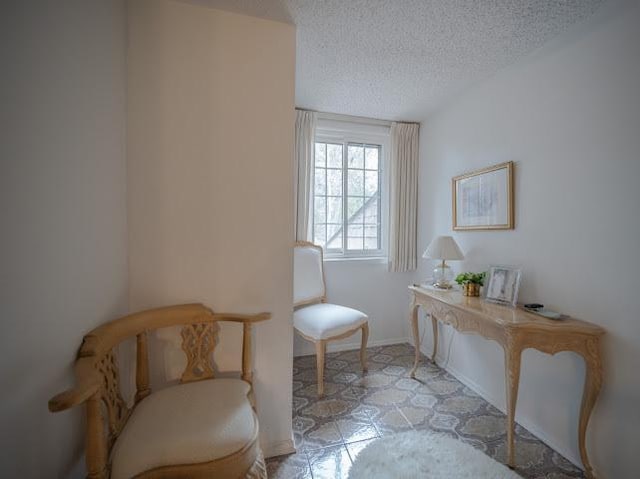 8125 Willow Dr Unit C, Palos Hills, IL 60465 - living area featuring a textured ceiling and baseboards