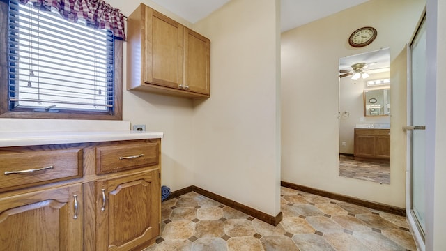 18521 Anderson Rd, Prophetstown, IL 61277 - bathroom with vanity and ceiling fan