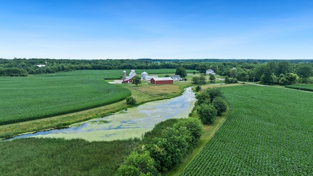18521 Anderson Rd, Prophetstown, IL 61277 - aerial view of sparsely populated area with rows of crops and a large body of water