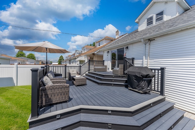 2610 N Major Ave, Chicago, IL 60639 - wooden terrace featuring area for grilling and an outdoor living space