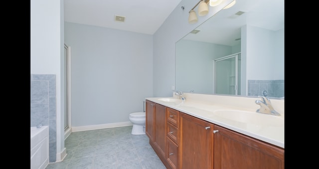 1420 Broadway St Unit 1420, Blue Island, IL 60406 - full bathroom with double vanity, a shower stall, a bath, and tile patterned flooring