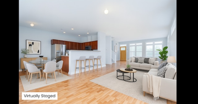 1420 Broadway St Unit 1420, Blue Island, IL 60406 - living room featuring light wood-type flooring and recessed lighting