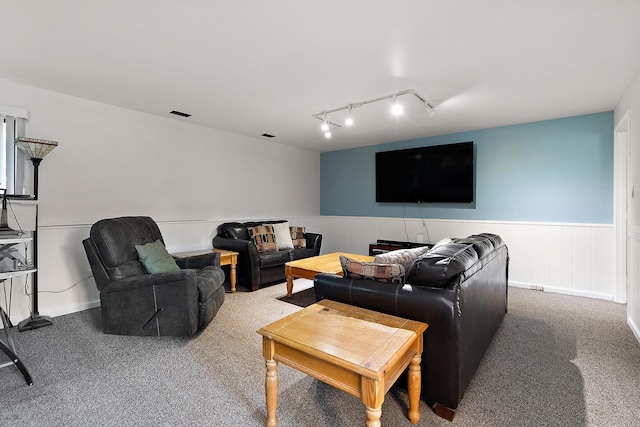 5551 143rd St, Midlothian, IL 60445 - living area with wainscoting, track lighting, and carpet floors