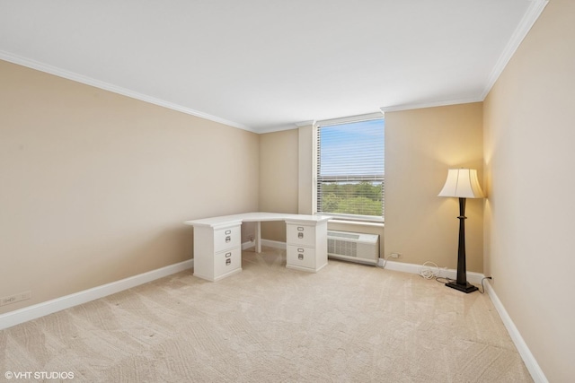1500 Sheridan Rd Unit 7G, Wilmette, IL 60091 - unfurnished office with ornamental molding, light carpet, and a wall unit AC