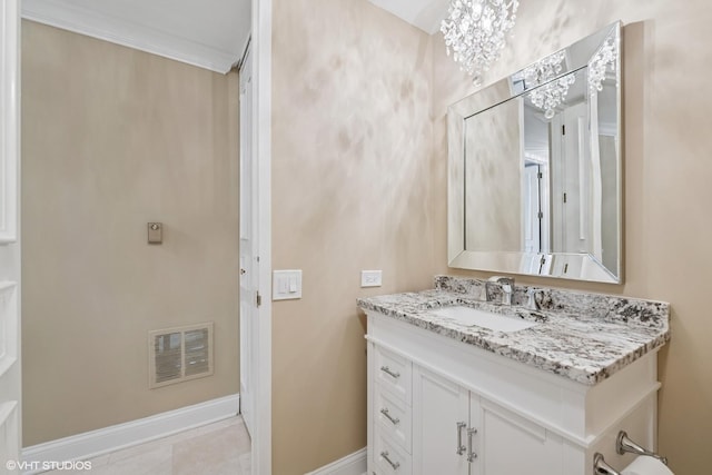 1500 Sheridan Rd Unit 7G, Wilmette, IL 60091 - bathroom with vanity and a chandelier
