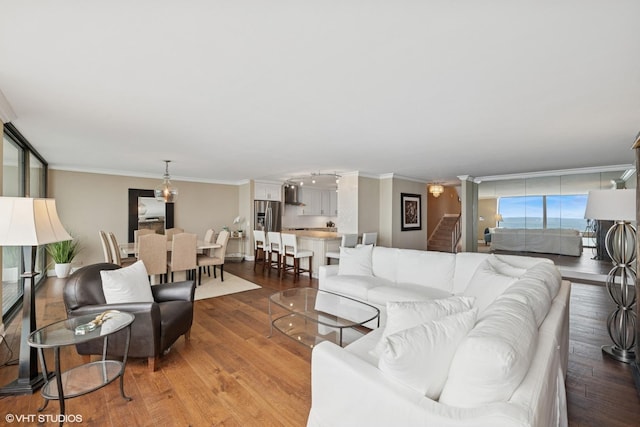 1500 Sheridan Rd Unit 7G, Wilmette, IL 60091 - living room featuring wood finished floors and ornamental molding