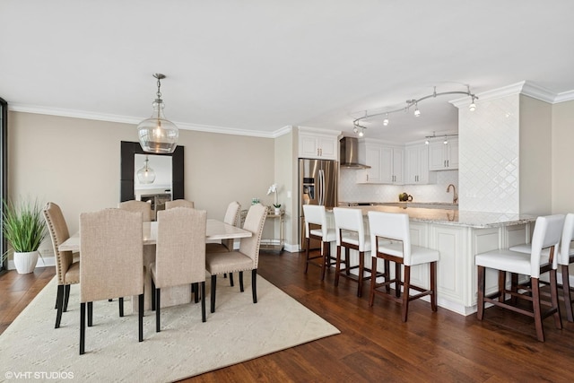 1500 Sheridan Rd Unit 7G, Wilmette, IL 60091 - dining room featuring dark wood-style flooring and crown molding