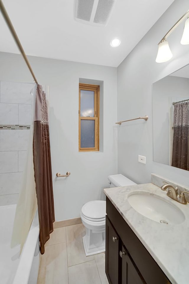 10911 S Longwood Dr Unit 2, Chicago, IL 60643 - full bath featuring vanity, tile patterned flooring, shower / bath combination with curtain, and recessed lighting