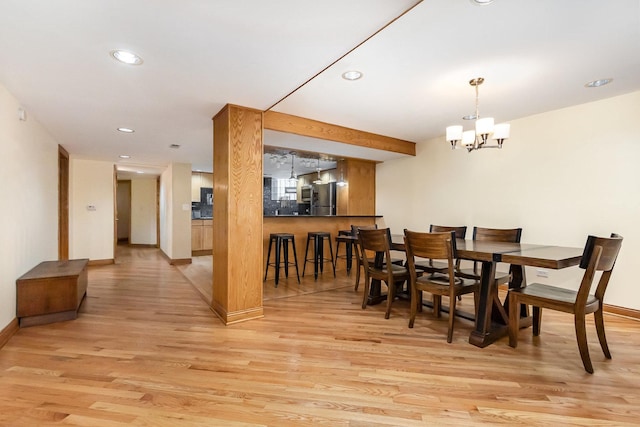 4744 S Prairie Ave Unit 1A, Chicago, IL 60615 - dining area featuring light wood-type flooring, recessed lighting, and a chandelier