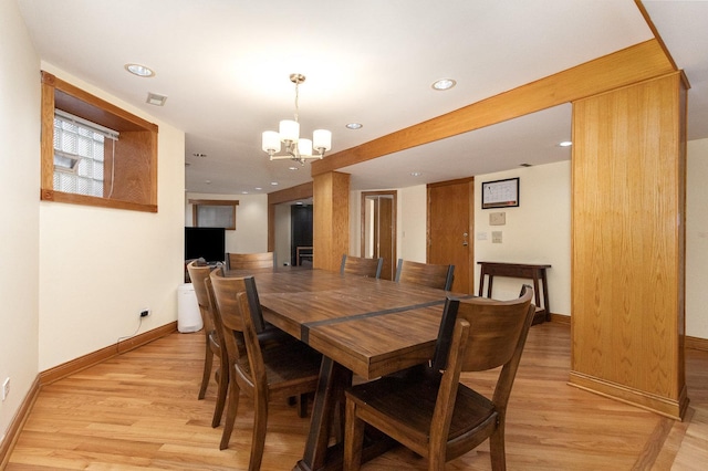 4744 S Prairie Ave Unit 1A, Chicago, IL 60615 - dining area featuring a chandelier, light wood-style floors, and recessed lighting