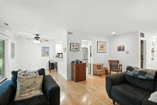 11315 Sycamore Ln Unit B, Palos Hills, IL 60465 - living room with light wood finished floors, ceiling fan, and recessed lighting