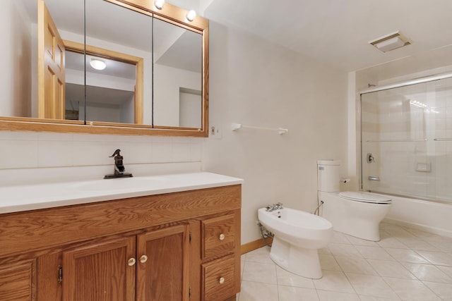 775 Harmon Blvd, Hoffman Estates, IL 60169 - bathroom featuring tile patterned floors, vanity, a bidet, and enclosed tub / shower combo