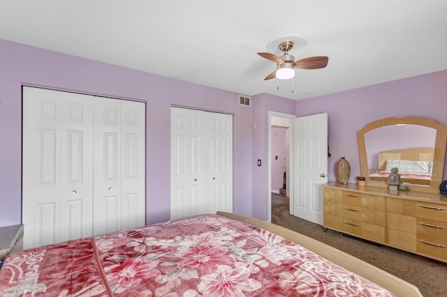 22600 W Reserve Cir, Plainfield, IL 60544 - carpeted bedroom with multiple closets and ceiling fan