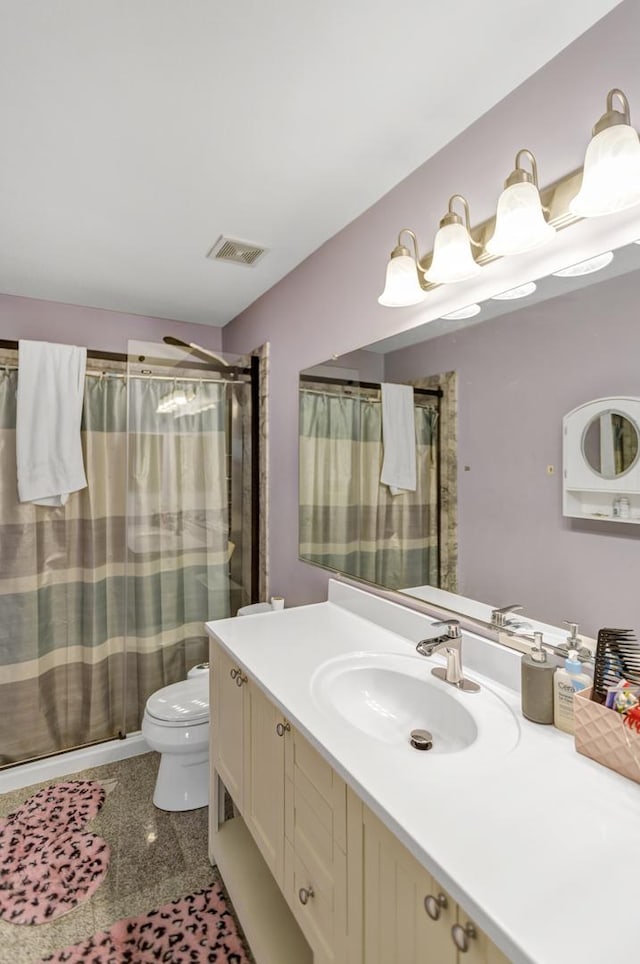 22600 W Reserve Cir, Plainfield, IL 60544 - full bathroom with vanity, granite tiled floors, and a shower with curtain