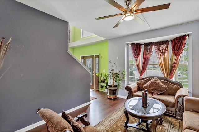 22600 W Reserve Cir, Plainfield, IL 60544 - living area with ceiling fan and wood finished floors