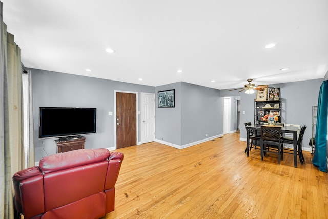 5567 W Gladys Ave, Chicago, IL 60644 - living area with recessed lighting, light wood-style flooring, and a ceiling fan