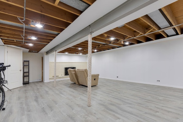 323 S Prindle Ave, Arlington Heights, IL 60004 - finished below grade area featuring a fireplace and wood finished floors