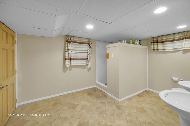506 S 5th St, Malta, IL 60150 - full bath featuring recessed lighting, a bidet, a drop ceiling, and a walk in shower