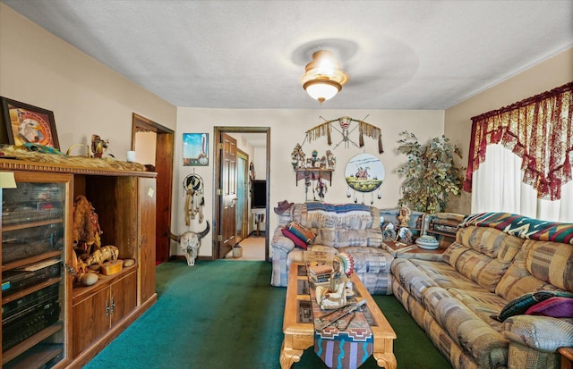 519 S 4th St, Fairbury, IL 61739 - living area featuring carpet flooring and a textured ceiling