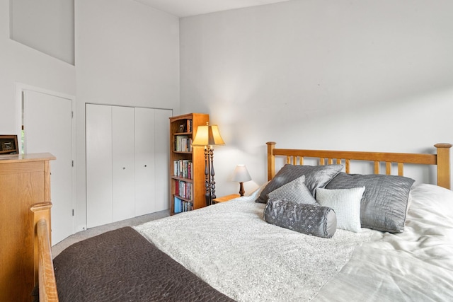 1801 W Diversey Pkwy Unit 36, Chicago, IL 60614 - bedroom featuring a closet, a towering ceiling, and carpet floors