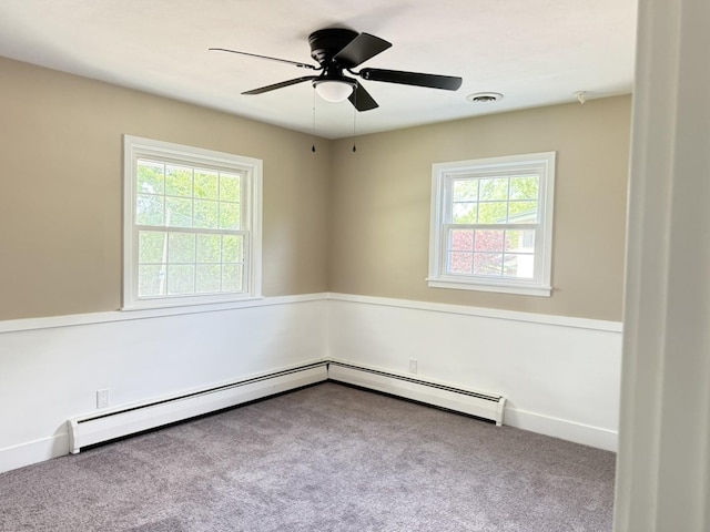 3814 Abbotsford Rd, Rockford, IL 61107 - carpeted empty room with baseboard heating and a ceiling fan