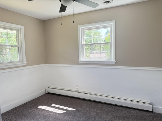 3814 Abbotsford Rd, Rockford, IL 61107 - carpeted spare room featuring a baseboard heating unit and ceiling fan