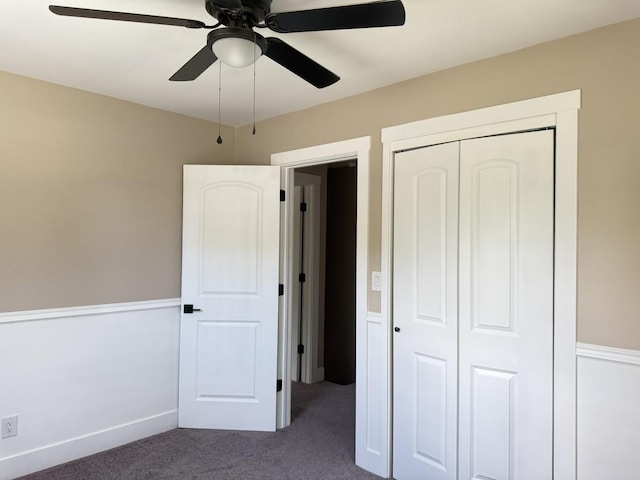 3814 Abbotsford Rd, Rockford, IL 61107 - unfurnished bedroom with carpet, a closet, and ceiling fan