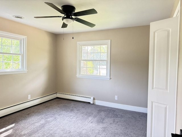 3814 Abbotsford Rd, Rockford, IL 61107 - carpeted empty room featuring a baseboard heating unit and ceiling fan