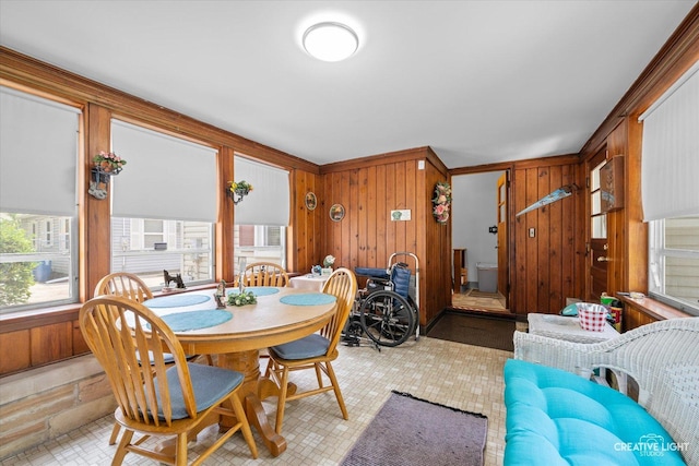 393 Lakelawn Blvd, Aurora, IL 60506 - dining room featuring plenty of natural light and wood walls
